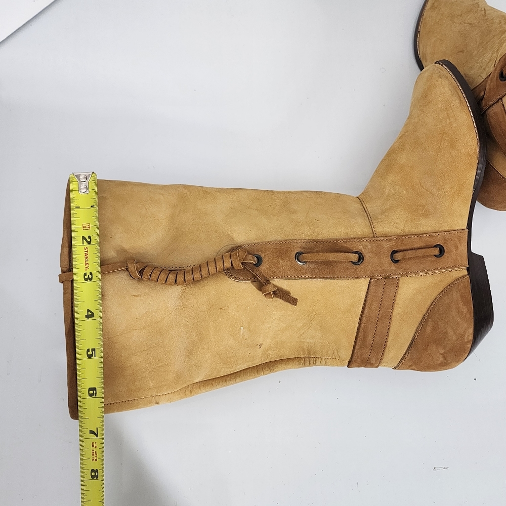 Vintage 80's Maine Woods Leather Boots Tan Low Heel Western DORADO RUN SMALL - Picture 6 of 16